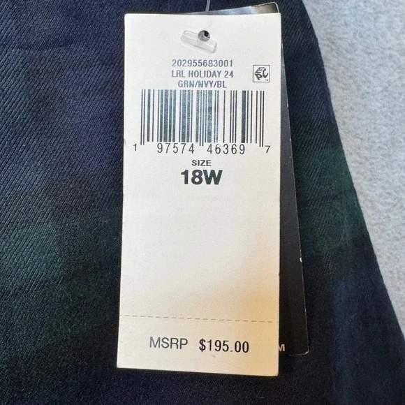 Lauren Ralph Lauren Plaid A Line Skirt Womens 18W Navy Green New - Picture 3 of 7